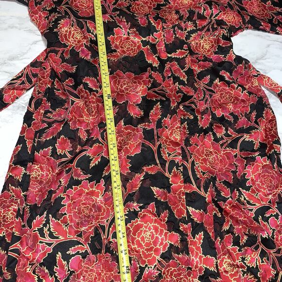 Vintage Victoria’s Secret Red Floral Seep Intimates Long Kimono Robe Size M/L - Picture 14 of 16